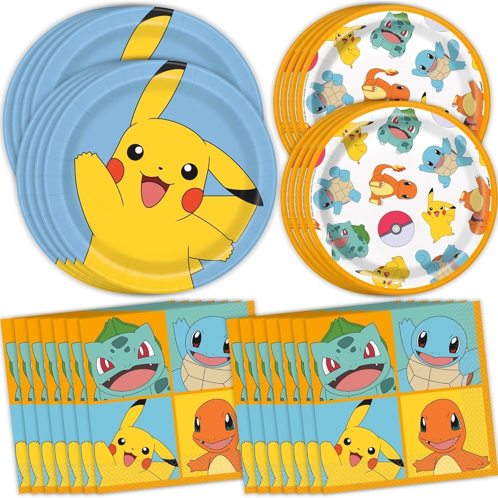 Pokemon Pikachu Party Tableware Set - Blue and Yellow